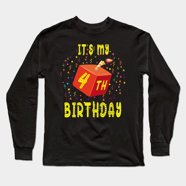 Birthday Shirt it is my 4Th Birthday Blocks Bricks Gift Tee Long Sleeve T-Shirt by kaza191
